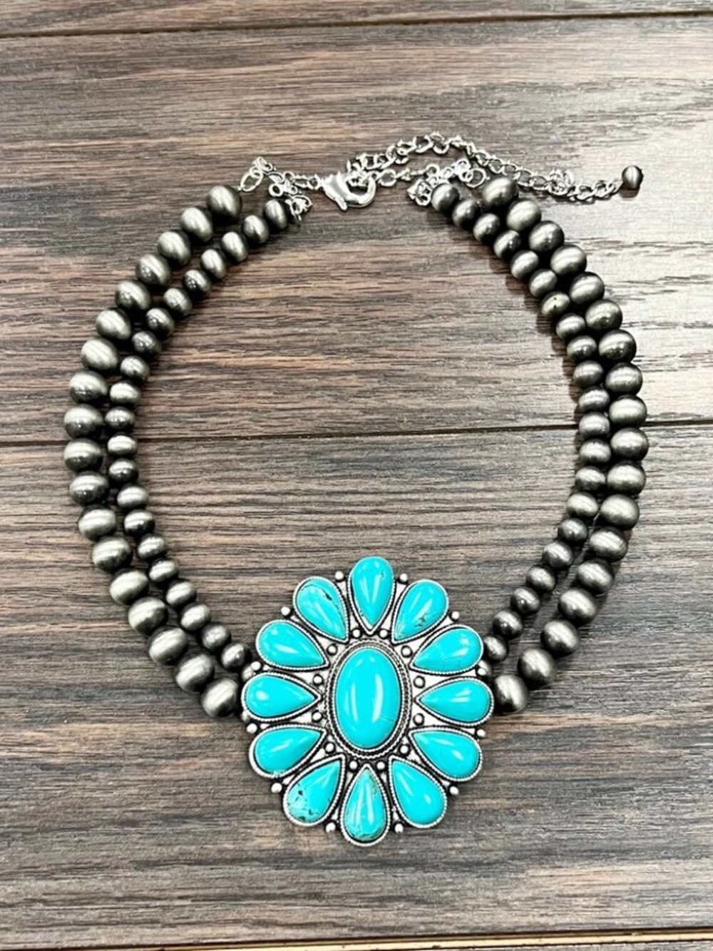Handmade Navajo Pearl Turquoise Concho Necklace Western Cowgirl Boho Statement